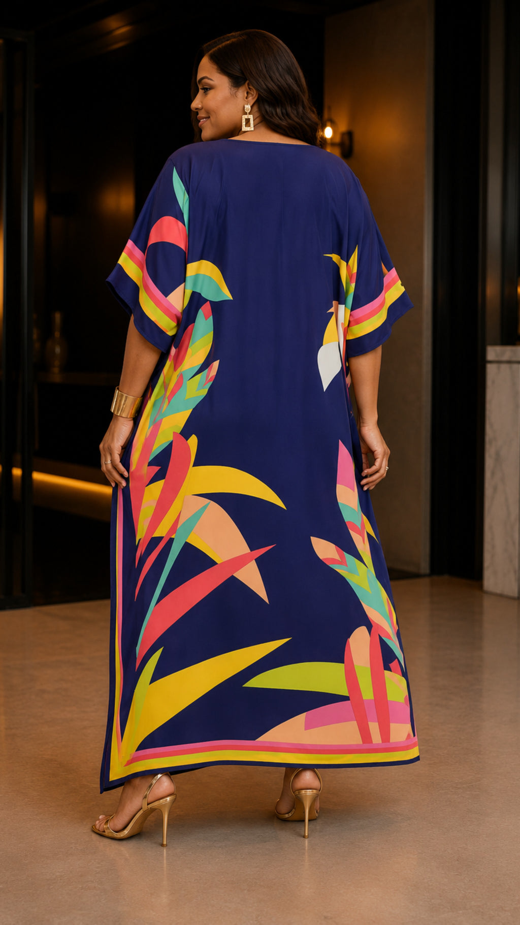 Leaf beach Party Kaftan Dress Lounge Wear One Size fit All S to 3XL