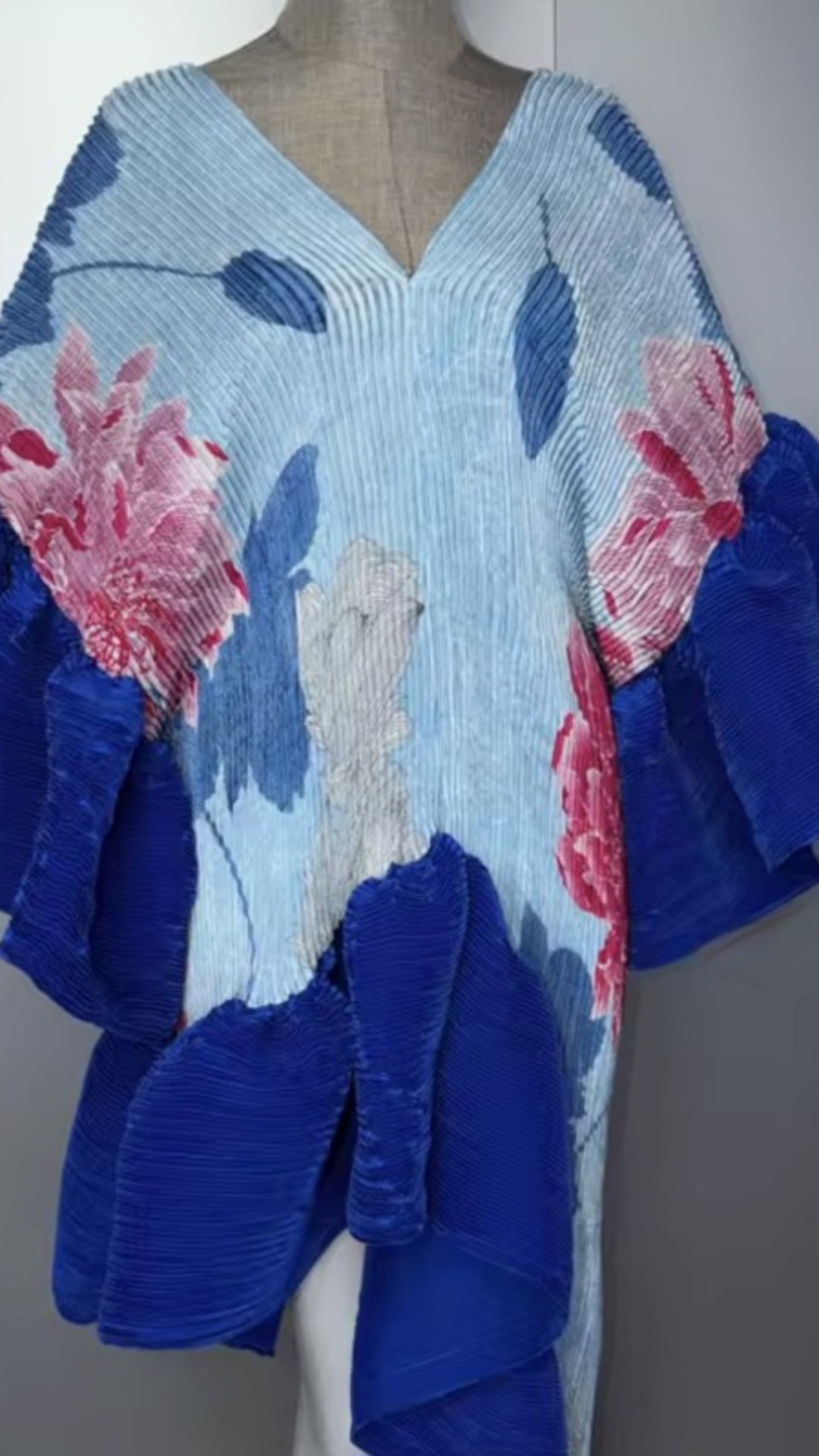 The Royal Bloom Asymmetrical Ruffle Tunic Top/Dress