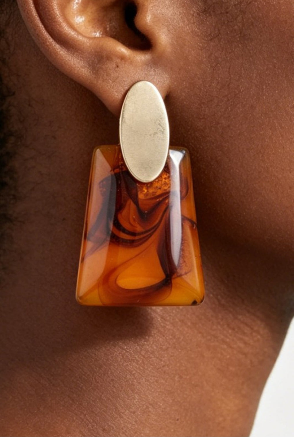 Gold Abstract Marble Stone Fashion Earrings
