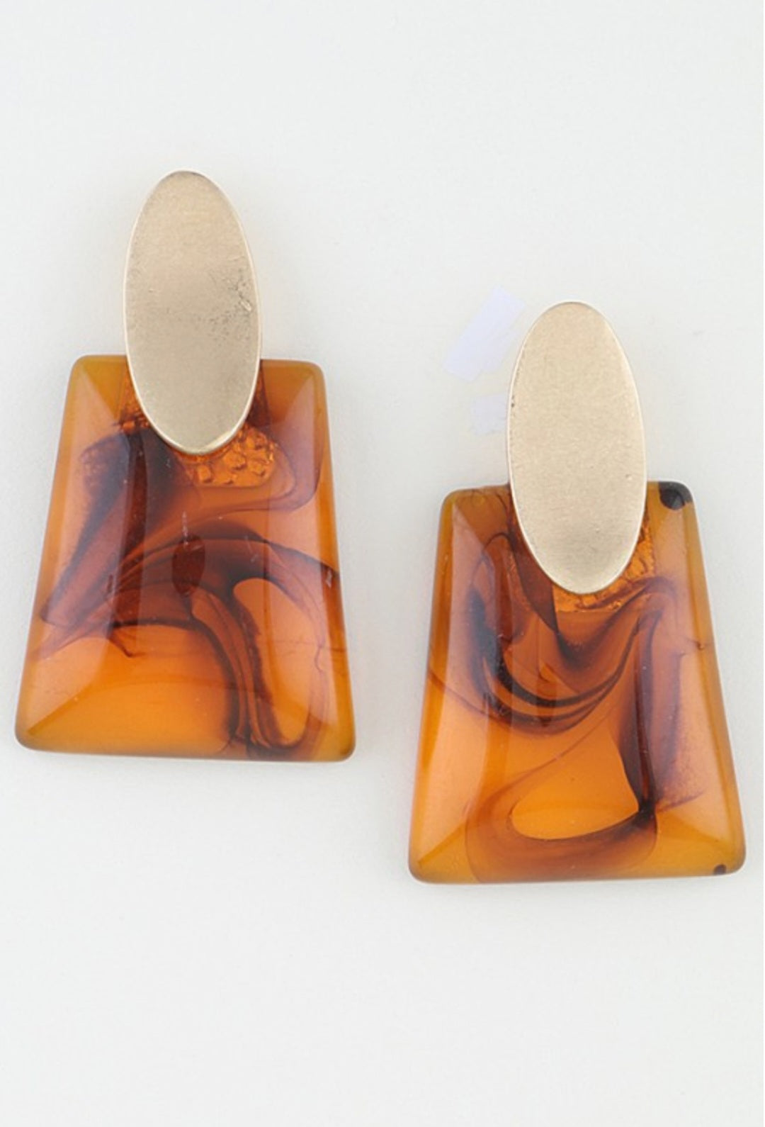 Gold Abstract Marble Stone Fashion Earrings