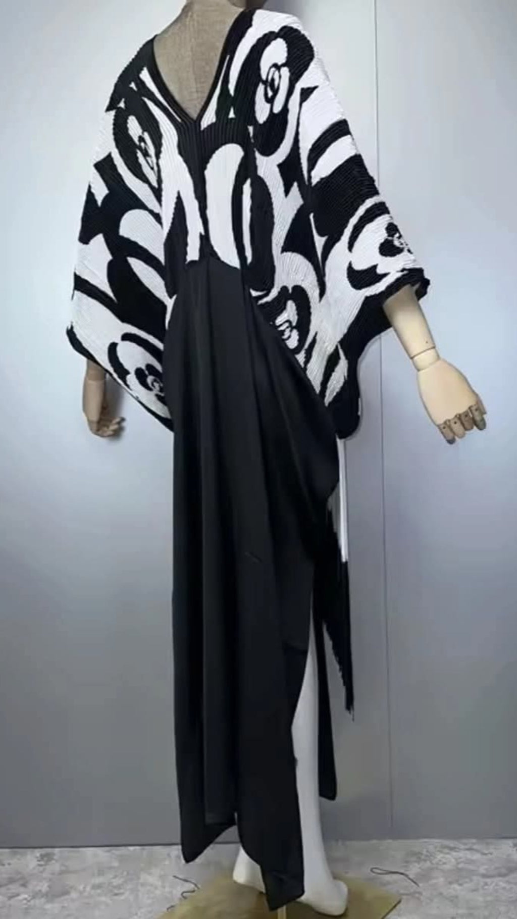 The Monochrome Rose Fringe Maxi Dress One Size Fit All Small to 2XL