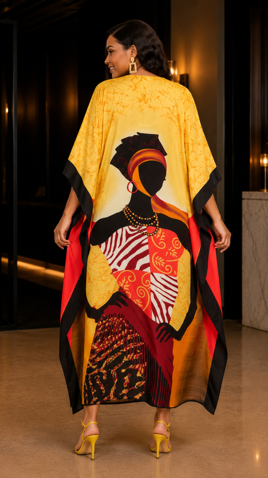 The Golden Tribal Printed Kaftan Dress Lounge Wear One Size fit All S to 3XL