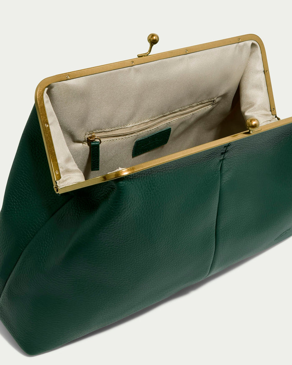 Grace Raffia Oversized Kiss Lock Clutch - Deep Emerald