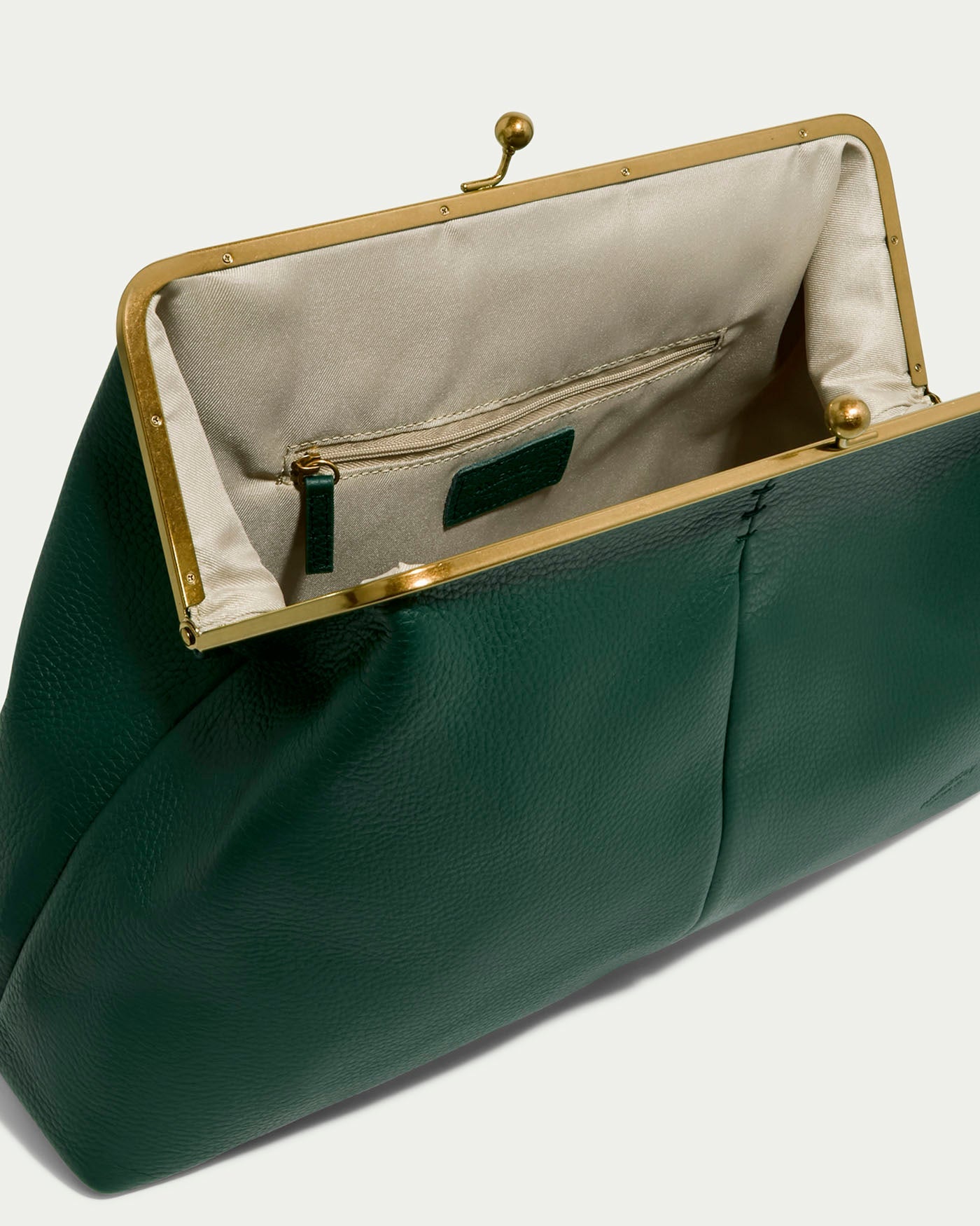 Grace Raffia Oversized Kiss Lock Clutch - Deep Emerald