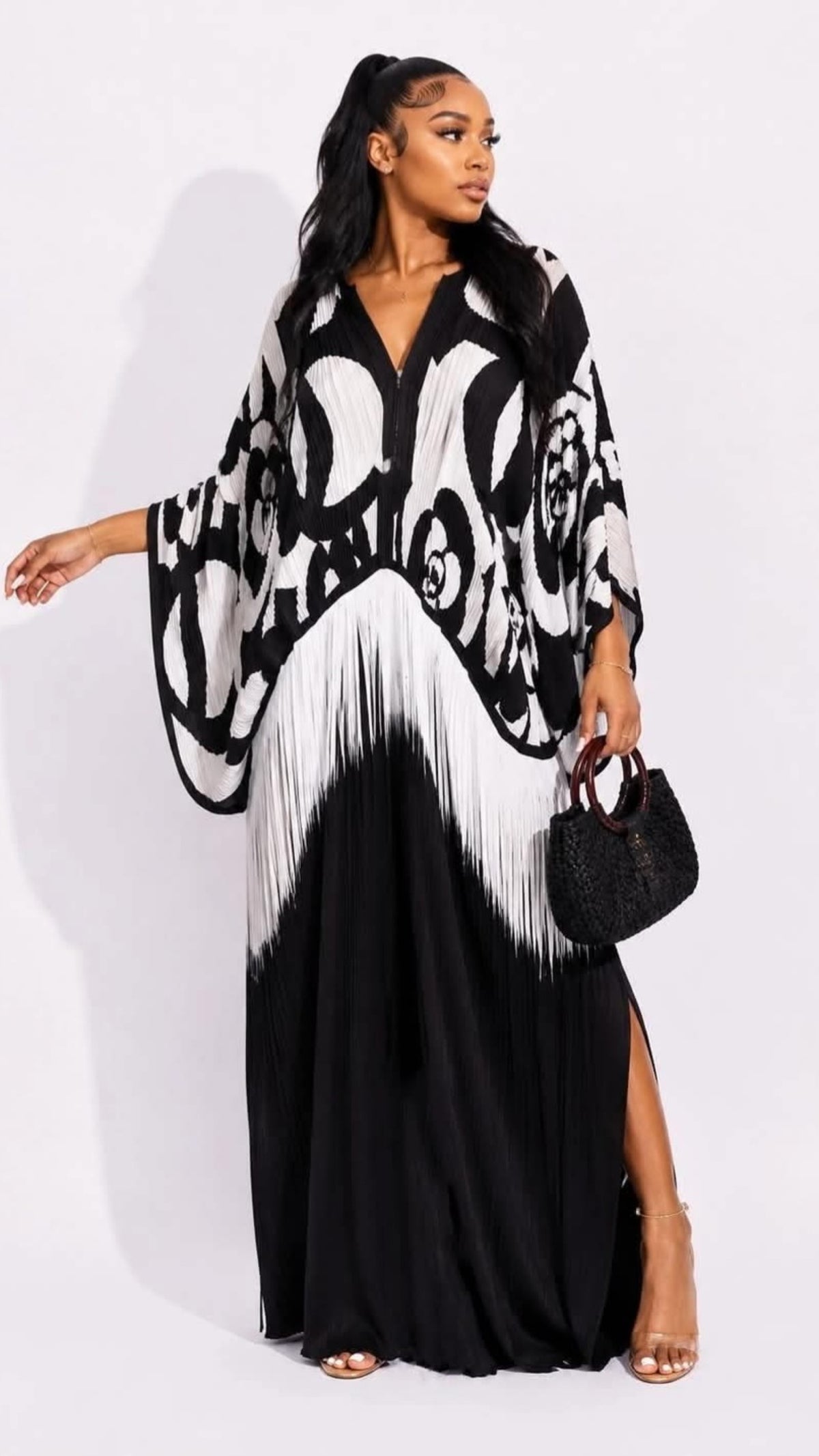 The Monochrome Rose Fringe Maxi Dress One Size Fit All Small to 2XL