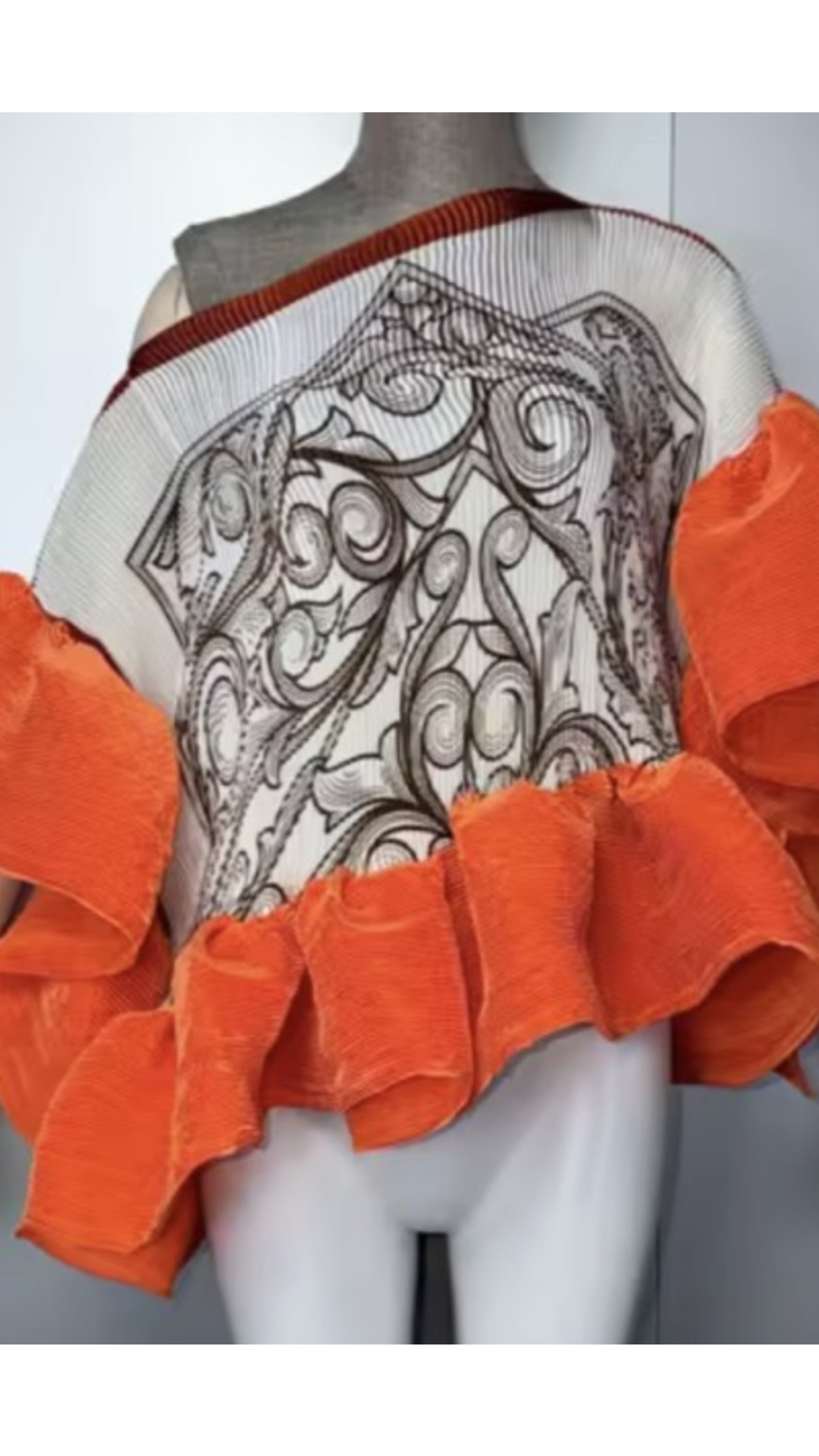 The Orange Combo Drama Ruffle Statement Tunic One Size Fit All