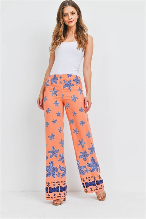 PEACH FLORAL PANTS
