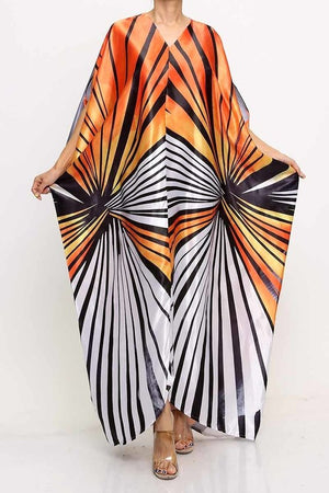 071522 The Orange Zebra Print Satin Caftan