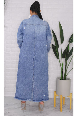 020223 Light Blue Distressed  Denim Jacket