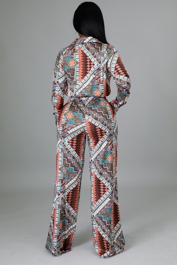 11222021 Brown Contrast Print Two piece set