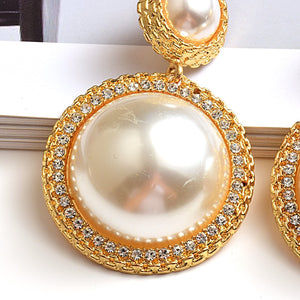 11192021 Gold Round Pearl Earrings Earring