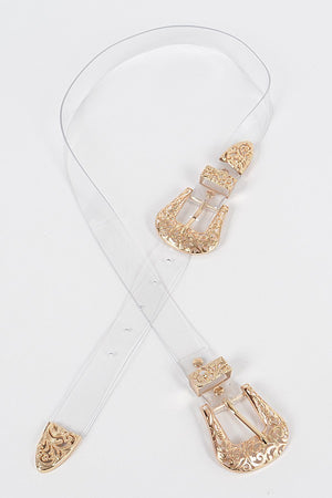 Skinny Clear Double Buckle Belt