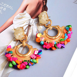 11192021 Vintage Hanging Colorful Beaded  Dangle Earrings