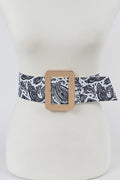Item 200 White Paisley Square Buckle Belt (S-L)