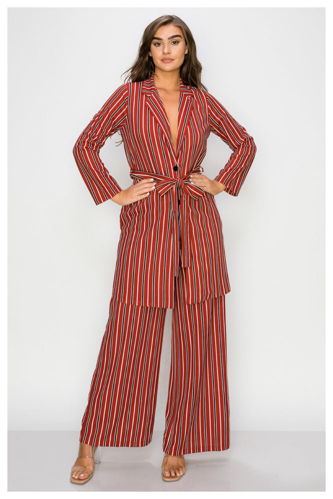 060622  Rust/Black Cardigan & Pant Set