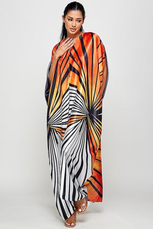 071522 The Orange Zebra Print Satin Caftan