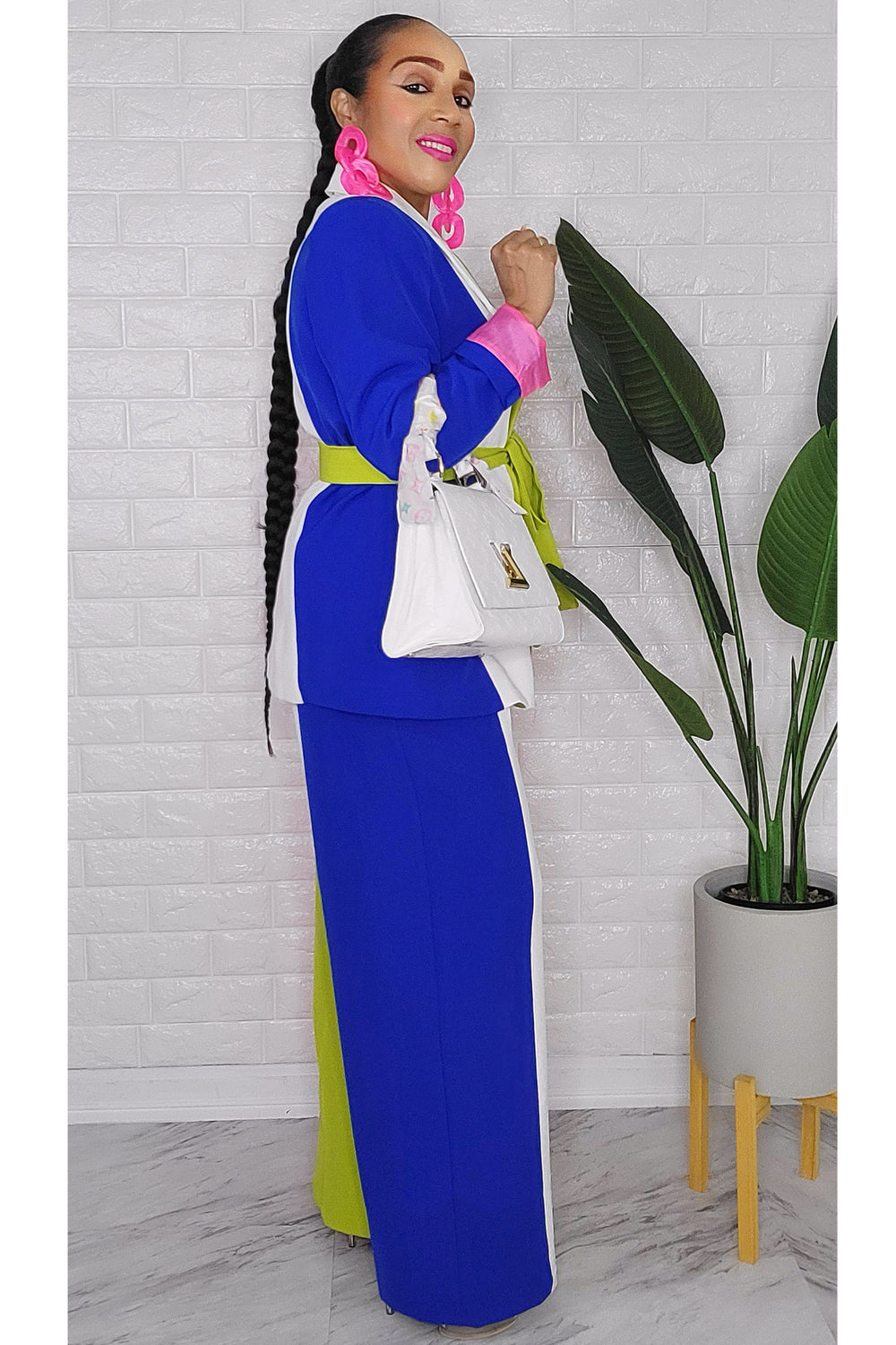 020123 The Spring Vibes Colors Block 2 Pieces Blazer & Pant Set
