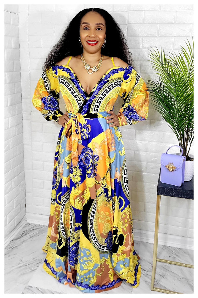 02282022 Baroque Print Off The Shoulder Maxi