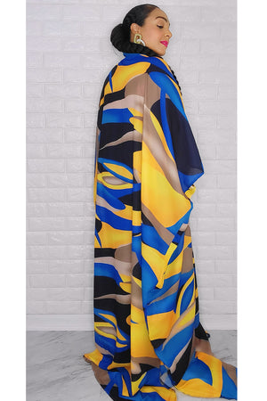 102622 The Blue Multi Print Royal Duster Set One size Fit All