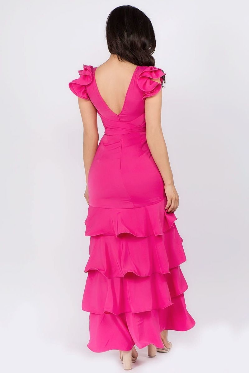 09152021 Fuschia Solid colores maxi dress.