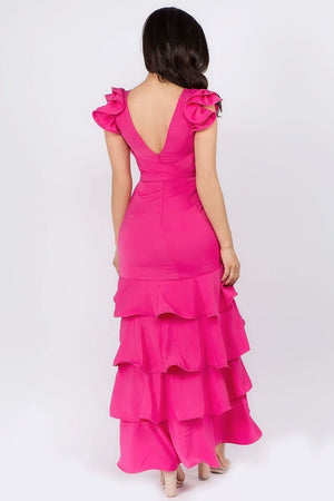 09152021 Fuschia Solid colores maxi dress.