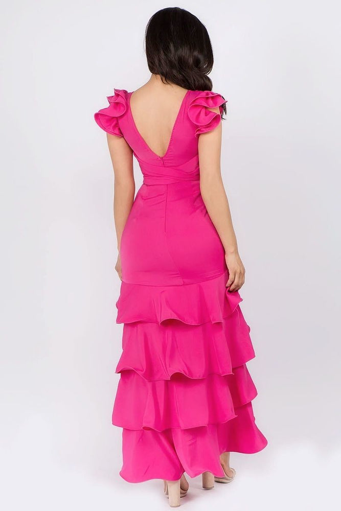 09152021 Fuschia Solid colores maxi dress.