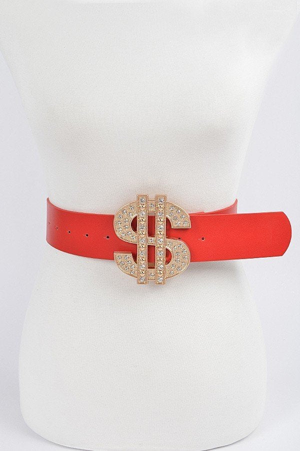 08312021 Dollar Sign Buckle Waist Belt-S/L