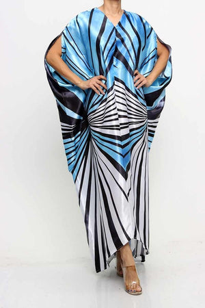 071522 The Blue Zebra Print Satin Caftan