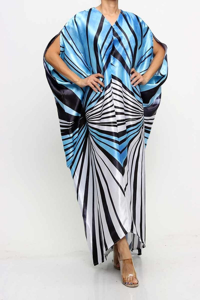 071522 The Blue Zebra Print Satin Caftan
