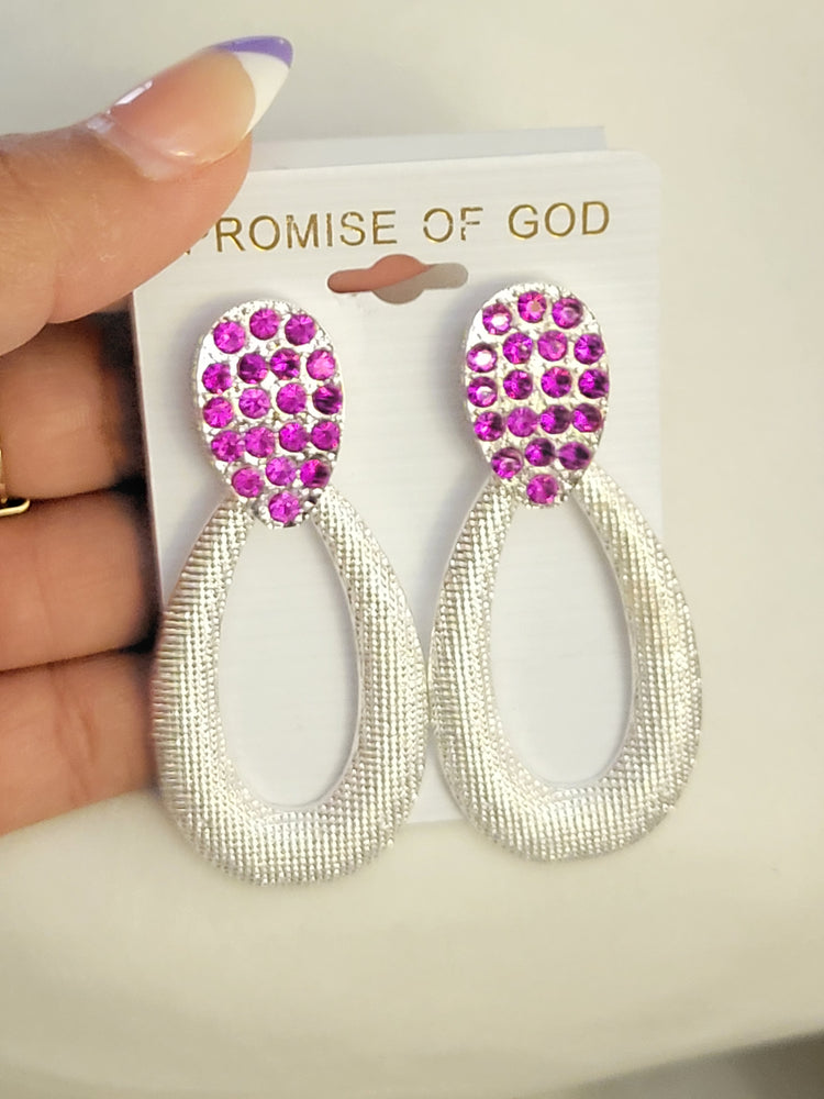 09022021 Silver Germs Oval Earrings