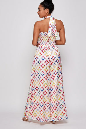 070325  Multi soft Palazzo flowy two-piece  pant set.