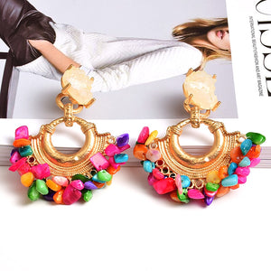 11192021 Vintage Hanging Colorful Beaded  Dangle Earrings