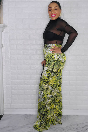 101222 The Green Animal Print High Waist Pant