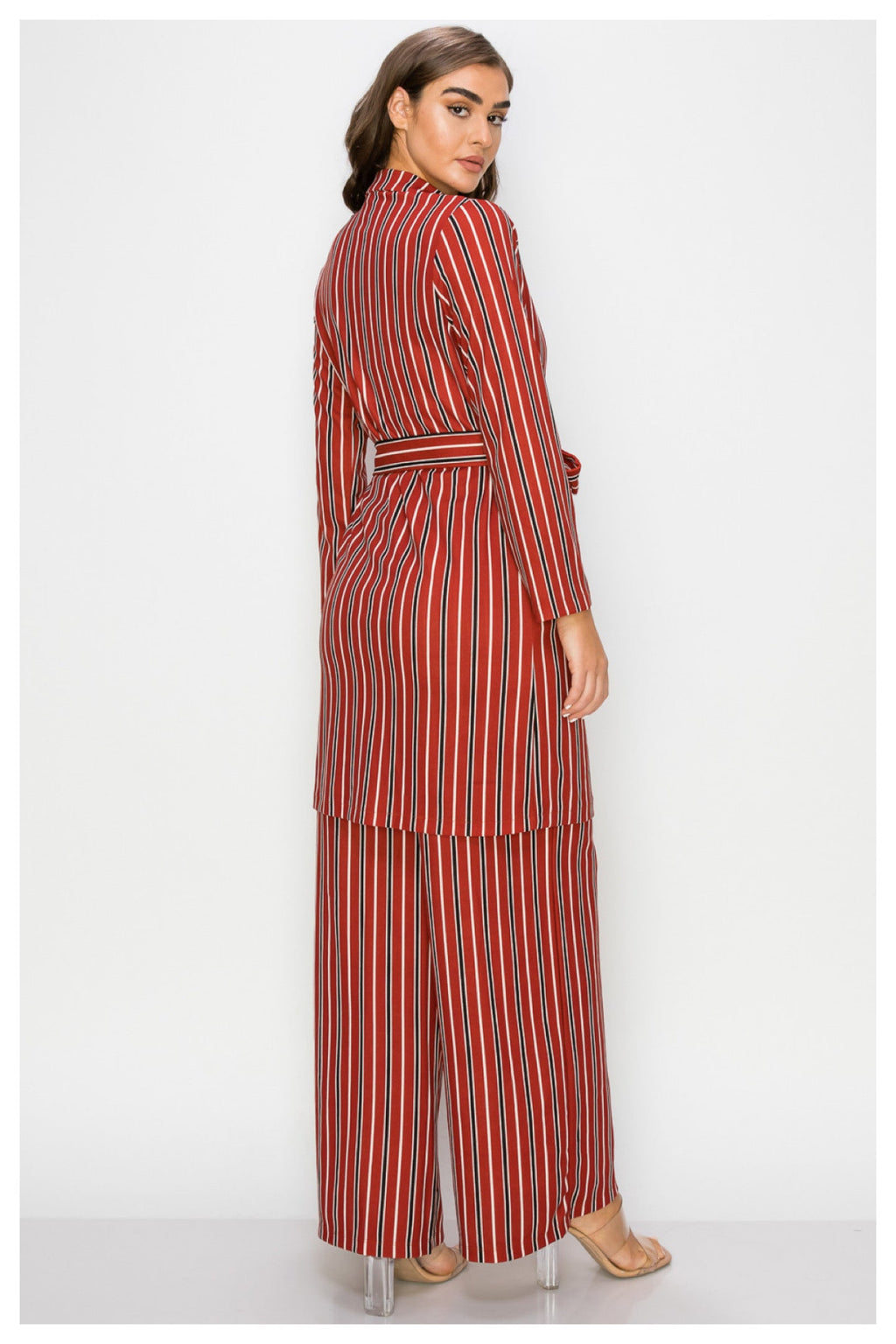 060622  Rust/Black Cardigan & Pant Set