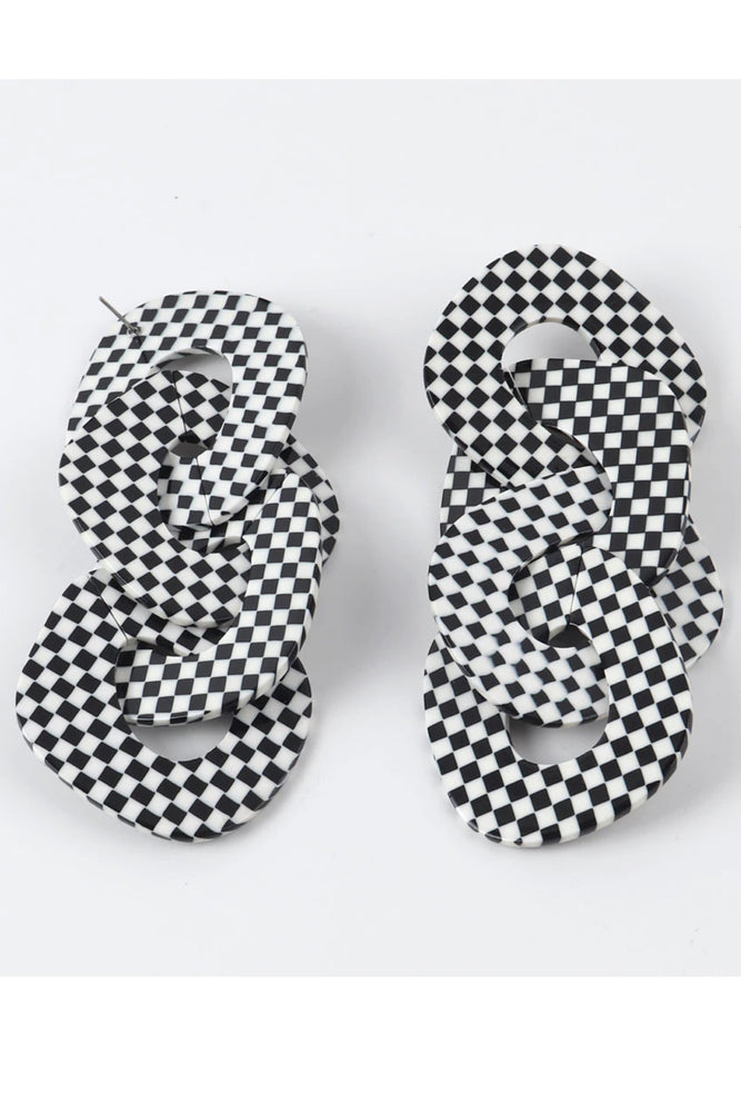 110322 The Checkers Chunky Drop Earrings