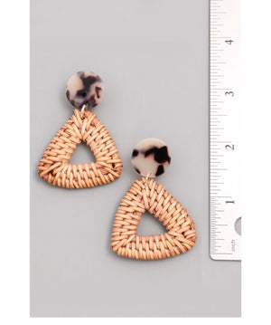 061322 Animal Print Woven Triangle Earrings