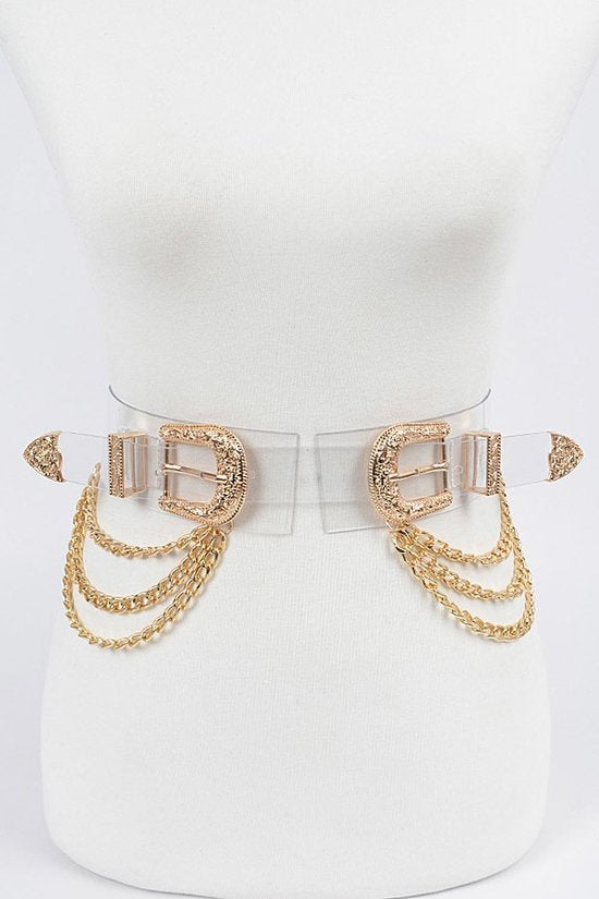 Clear Double Buckle Belt w/ Chains