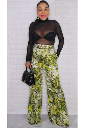 101222 The Green Animal Print High Waist Pant