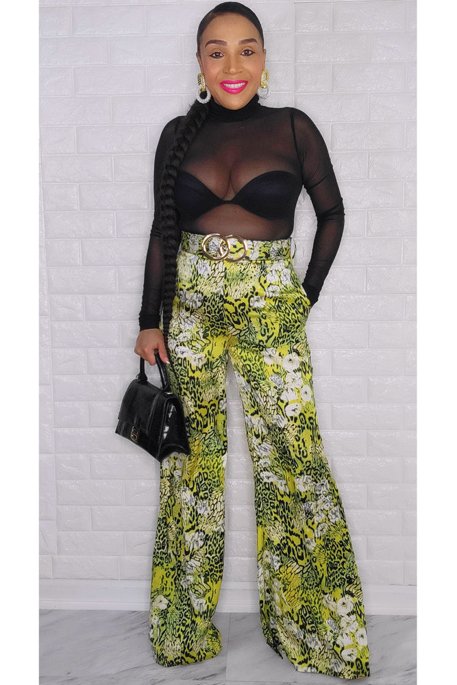 101222 The Green Animal Print High Waist Pant