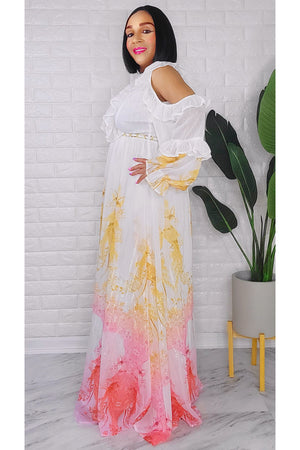 031423 The Victorian Open Back Maxi Dress with Chain belt