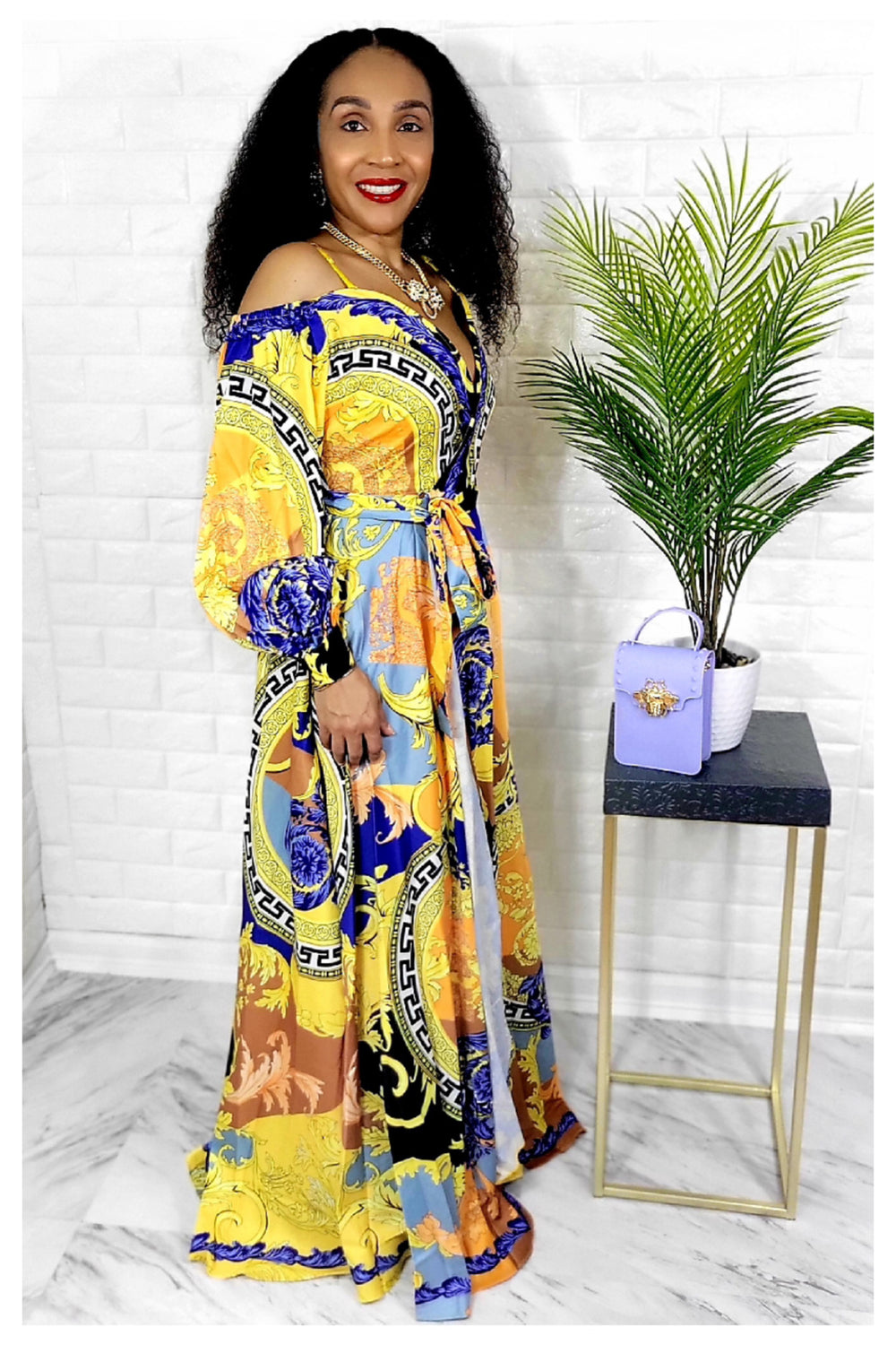 02282022 Baroque Print Off The Shoulder Maxi
