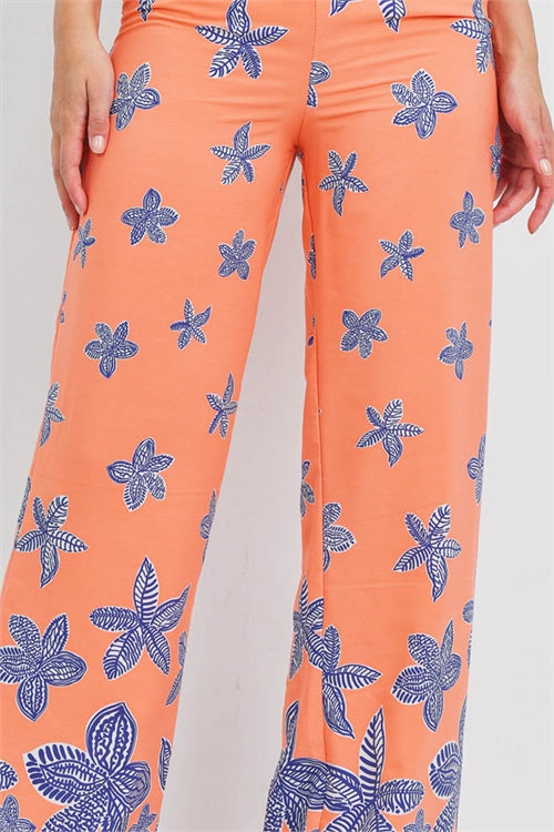 PEACH FLORAL PANTS