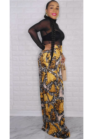 101222 The Honey Multi Print High Waist Palazzo Pant