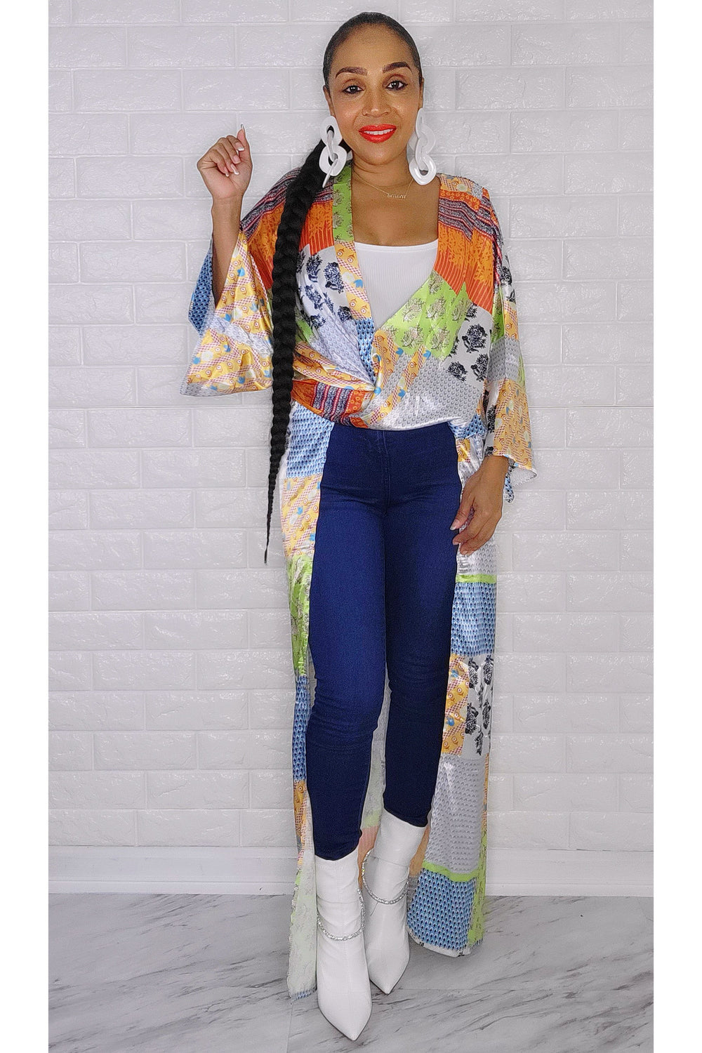 011823 Green Florals Multi Style Kimono Dress One Size Fit All