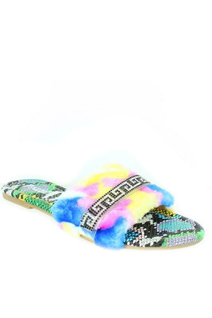 Colorful Fur Snake Print Slip on