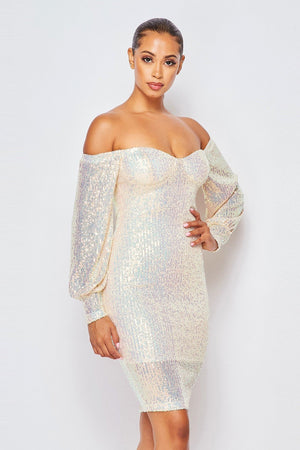 Opal Sexy Sequin Off The Shoulder Bodycon Dress