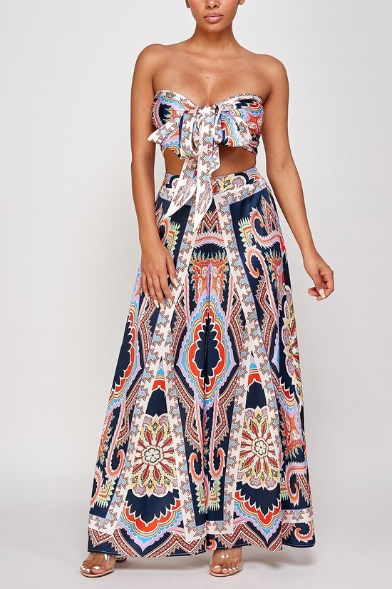 Navy soft and flowy Palazzo two-piece set