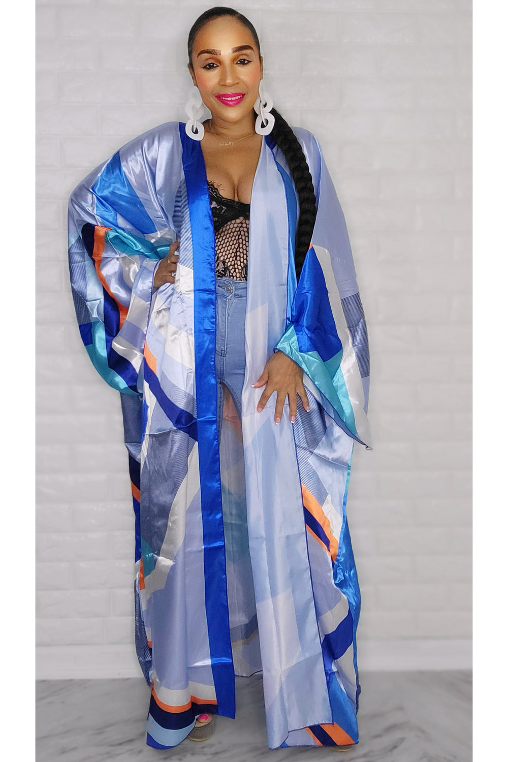 030123 Blue Abstract One Size Fit All Duster