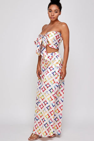 070325  Multi soft Palazzo flowy two-piece  pant set.