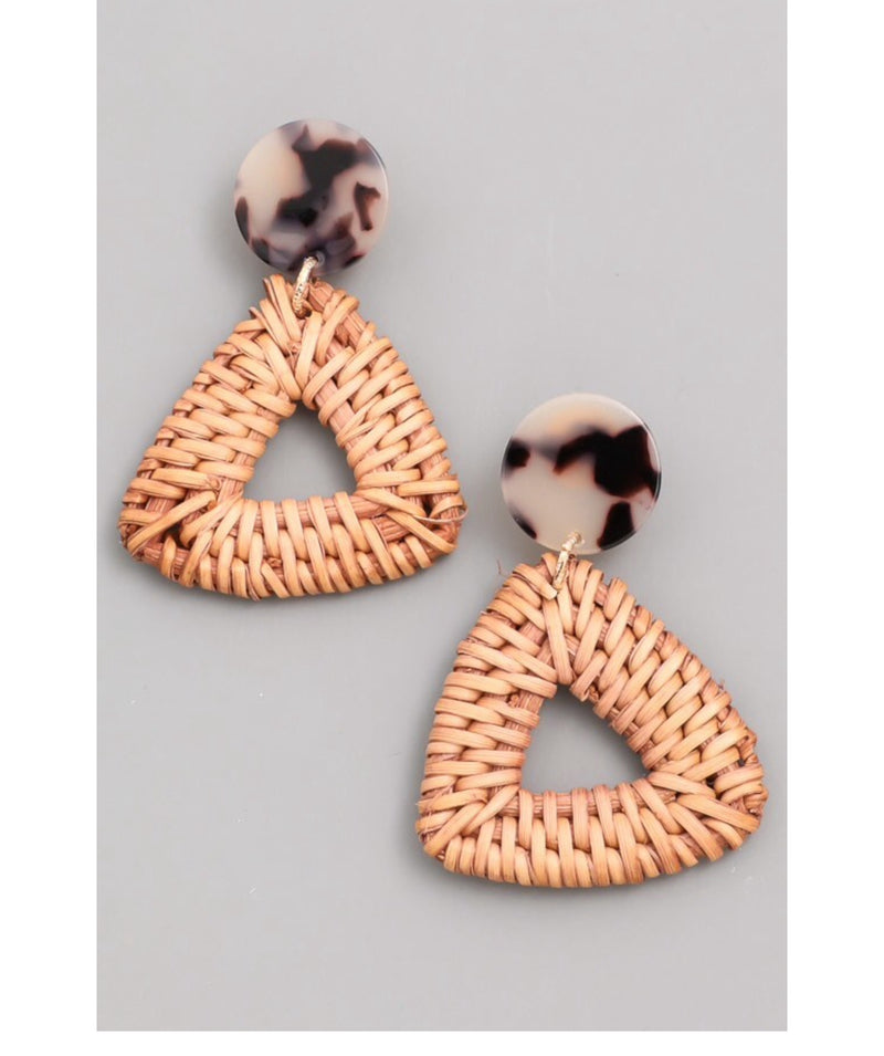 061322 Animal Print Woven Triangle Earrings